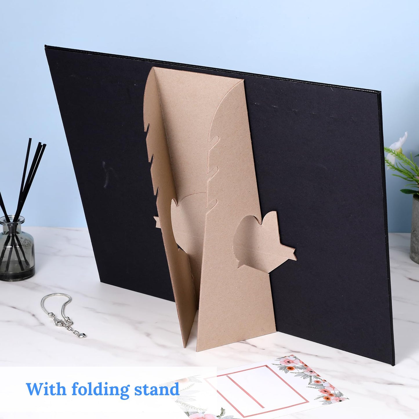 Nodaaiie 4 Pcs Black Jewelry Display Stands, Leather Necklace Organizer Boards with 17 Hooks for Selling, Shop Store Showcase, Chain Pendant Bracelet Storage