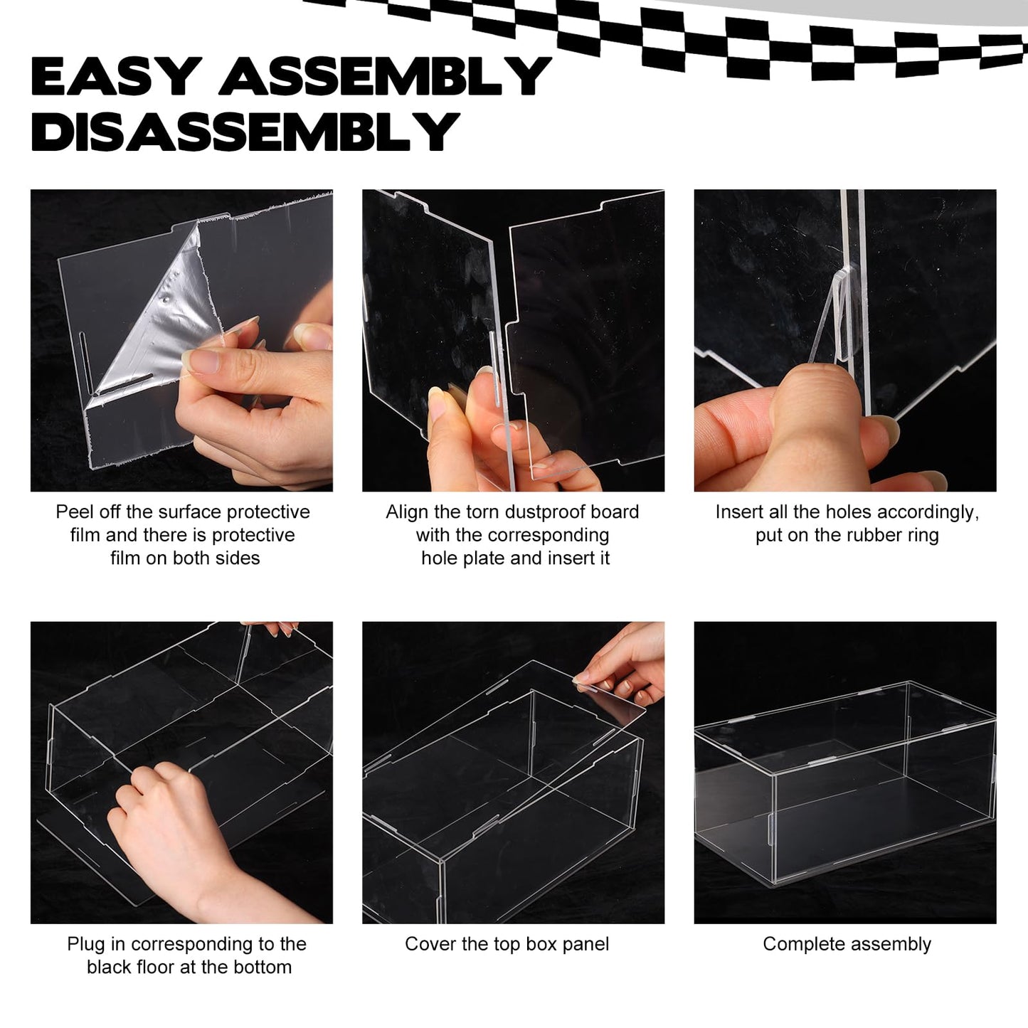 5 PCS Acrylic Display Case for 1: 24 Scale Clear Display Boxes with Plastic Base, Model Showcase & Storage Organizer