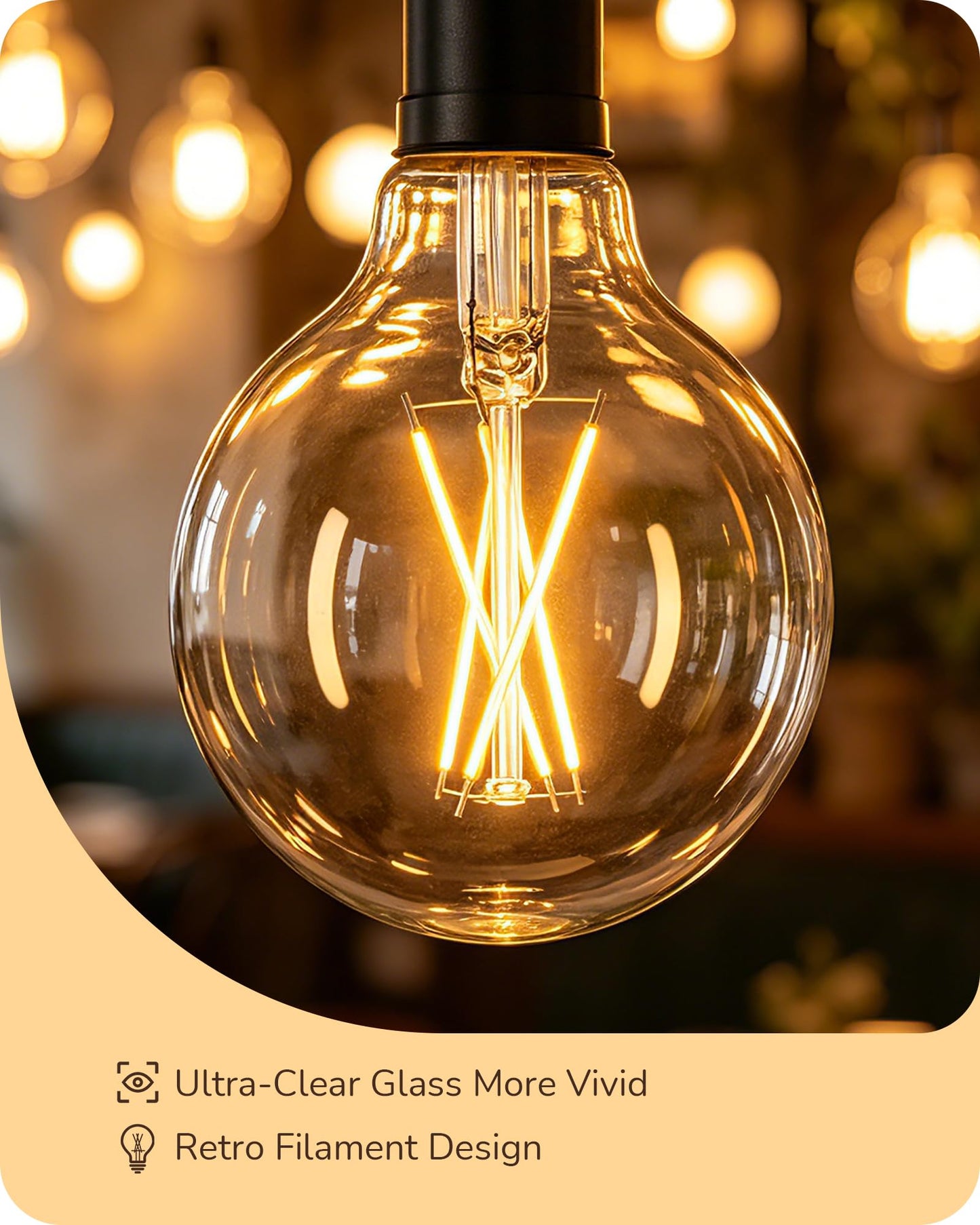 EDISHINE 6 Pack G25 Globe Light Bulbs, Dimmable Vintage LED Edison Bulbs, CRI90+ 5W Equivalent 60W, Clear LED Filament Vanity Light Bulbs, 2700K Warm White, 500LM, E26 Base