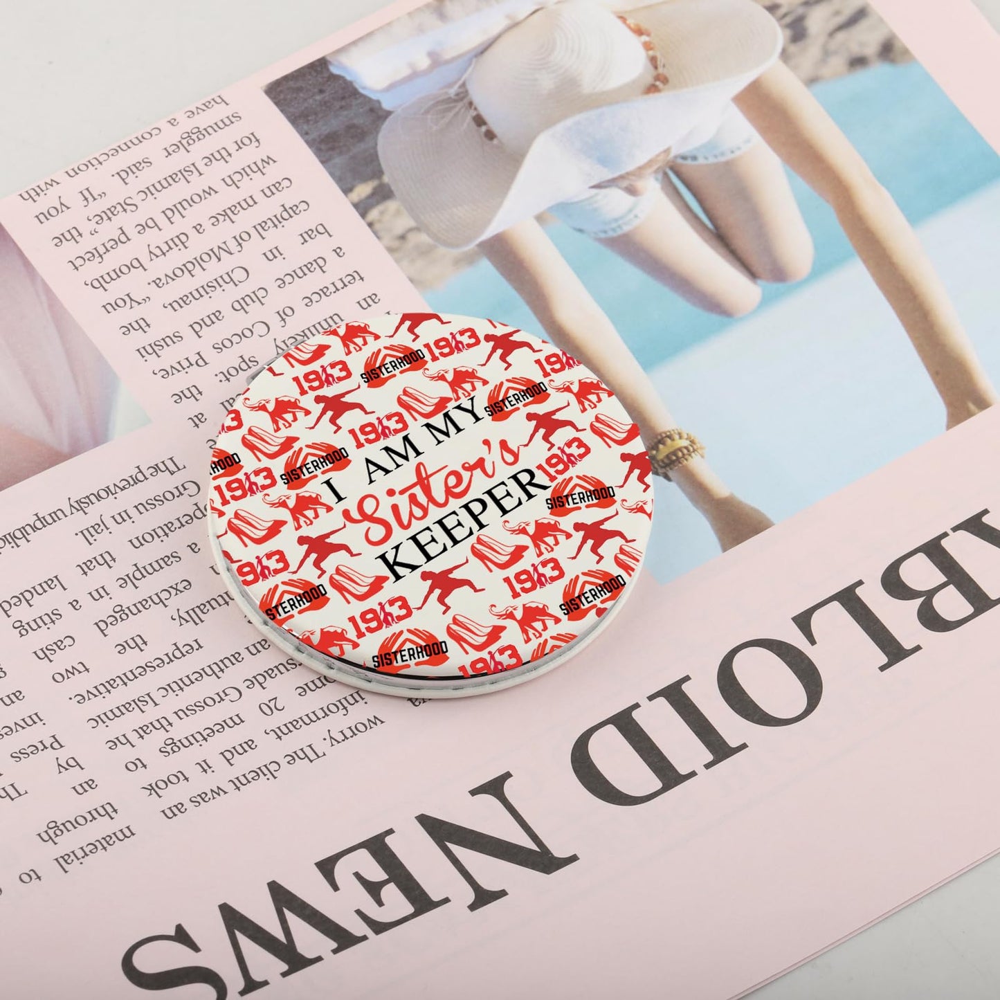 CHOORO Sorority Gifts Red and Black Makeup Mirror Greek Sorority Gift Red Sorority Gifts