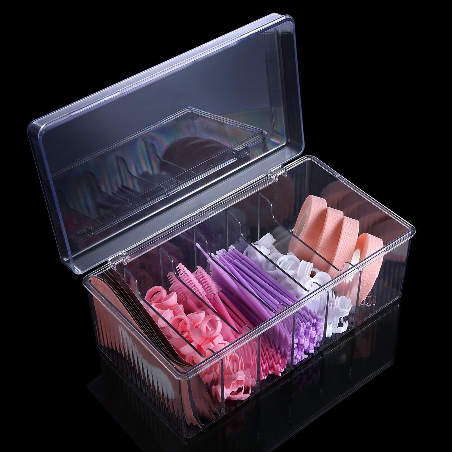 MoyRetty 1PC Acrylic Lash Extension Organizer, Large Capacity Eyelash Extension Supplies Storage Container Box, Neatly Store and Organize Your Lash Supplies