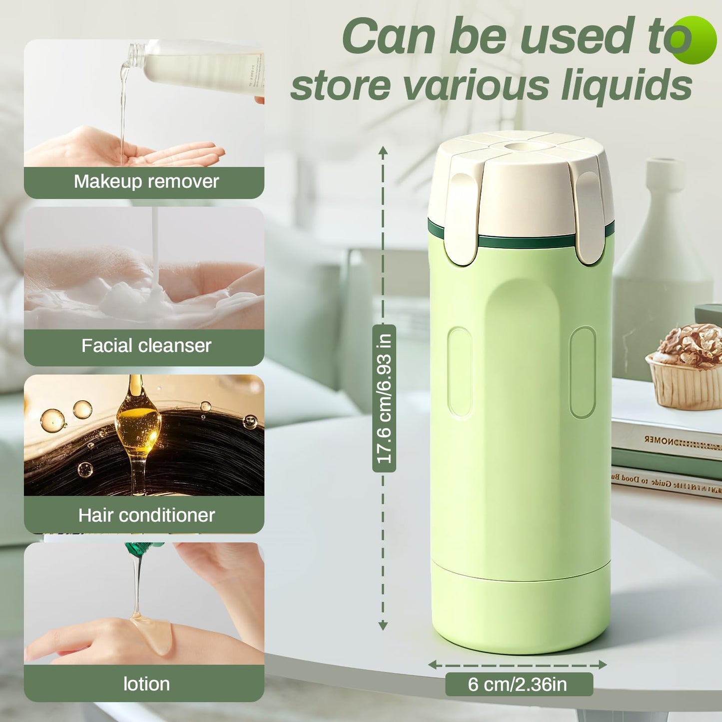 CLRDZN 4 in 1 Travel Dispenser Bottle, 4 Pack 30ML Travel Bottles for Toiletries, 4 in 1 Travel Dispenser with Label, Leakproof & TSA Approved Portable Containers for Shampoo Lotion Conditioner Cream