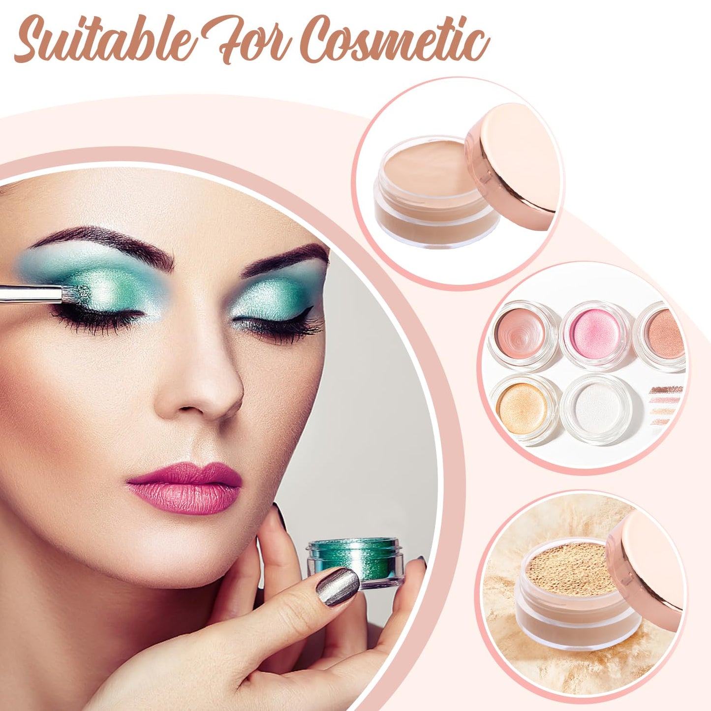 30 Pcs 5g/5ml Plastic Container Jars Empty Clear Cosmetic Sample Pots with Rose Gold Lid for Cream Lotion Lip Balm Eye Shadow Nails Powder Jewelry