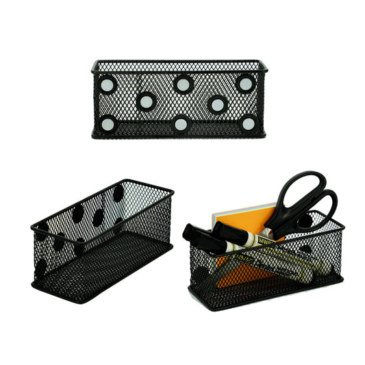 Neudeco Magnetic Locker Organizer, Wire Mesh Storage Baskets, Black