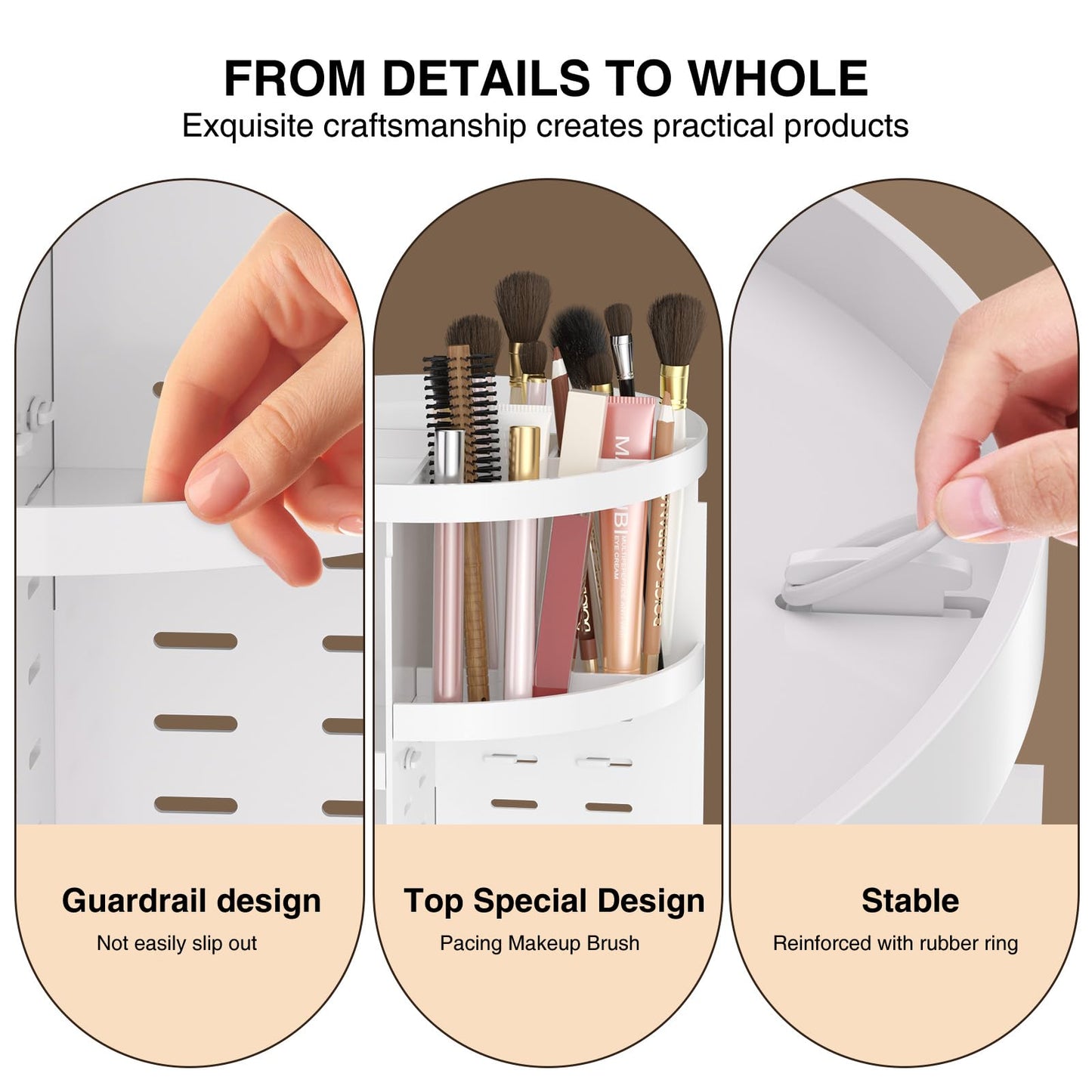 360 Large Rotating Makeup Organizer Countertop, Clear Acrylic Makeup Organizers, Organizador De Perfumes, 7 Layers Large Make Up Organizer, Huge Storage Fits for Vanity and Bathroom (White, Small)
