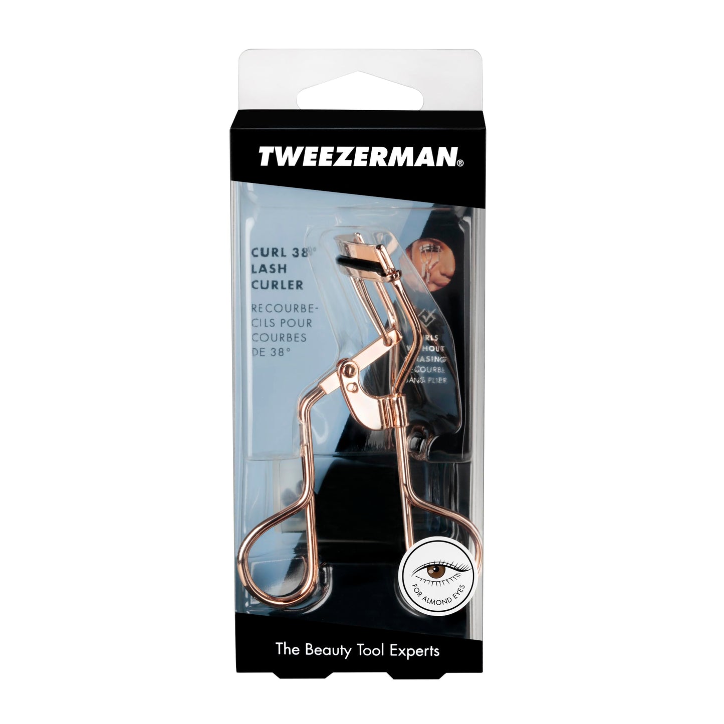 Tweezerman Curl 38 Eyelash Curler for Almond Shaped Eyes, Rose Gold