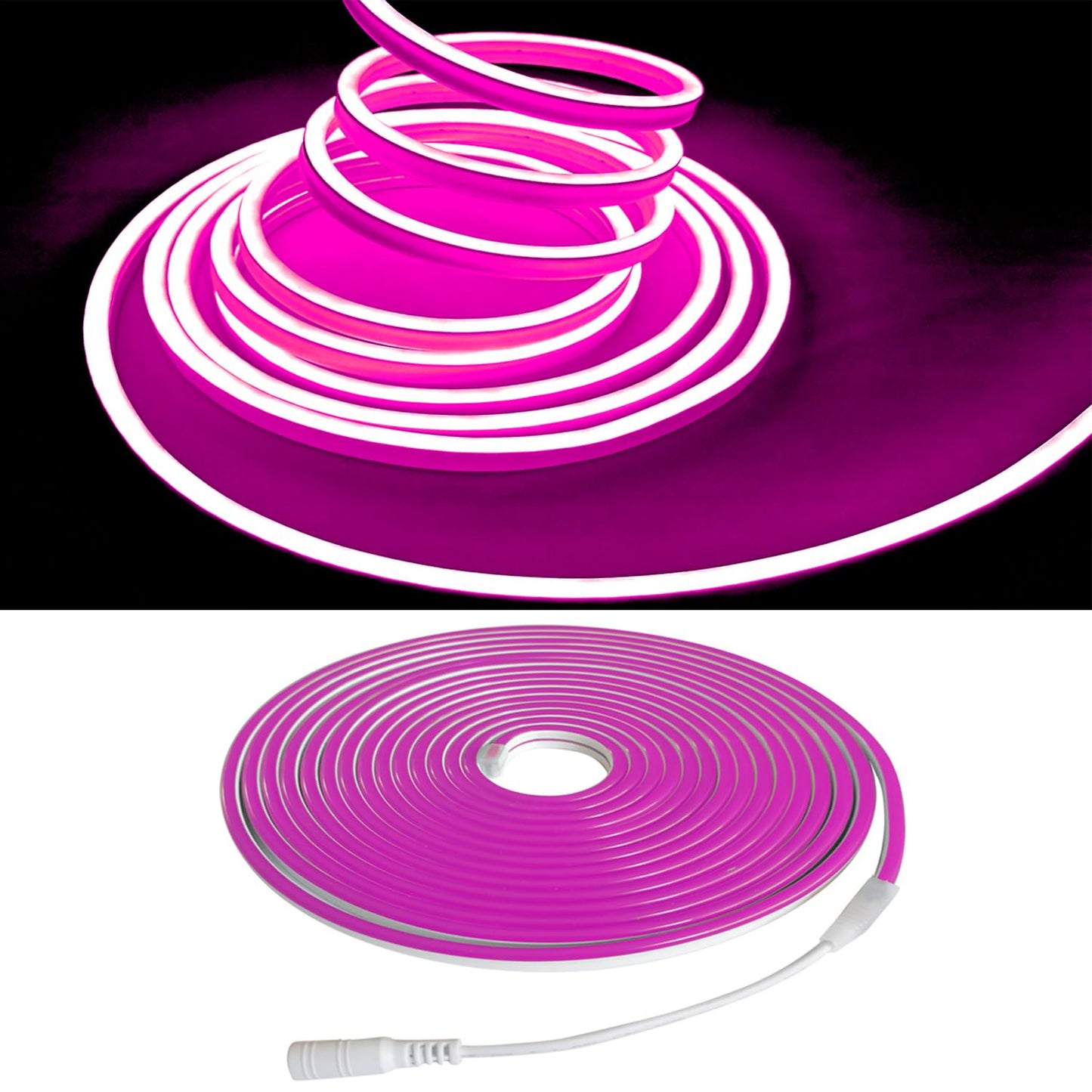 Maxlaxer Pink Neon LED Strip Lights, 16.4ft 12V Waterproof Flexible Light for Indoor/Outdoor Decoration (Includes Power Adapter)