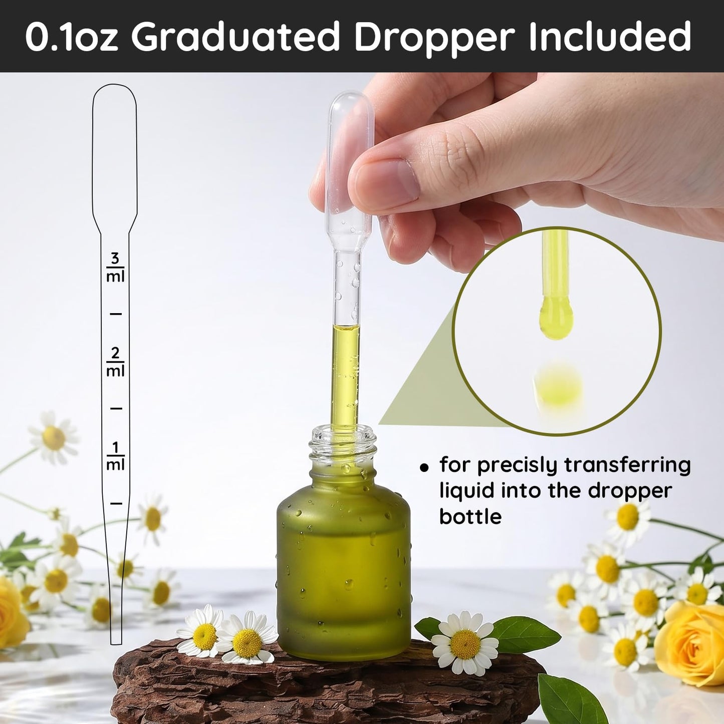Segbeauty 0.5oz Frosted Glass Dropper Bottles for Oils, 15ml Eye Dropper Bottle Refillable, 4pcs Green Essential Oil Bottles Empty, Liquid Travel Containers for Toiletries, Mini Travel Face Oil Bottle