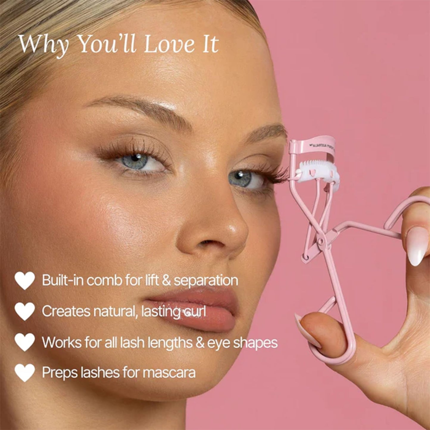 Lash Therapy Australia Eyelash Curler, Eyelash Curlers with Comb, Pink Eye Lash Curler, Gentle & Safe Mascara Curler, Curl Eyelashes & Lash Lift in Seconds