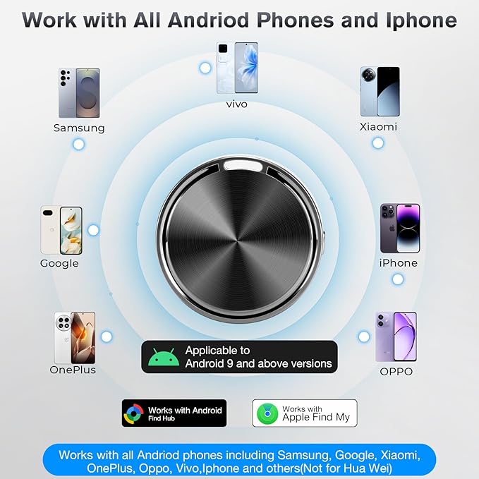 iOS and Andriod Airtag,Andriod Tracker Tags,Air Tag for Andriod,Support Dual System,Works with Google Find Hub and Apple Findmy, Locator & Tracker for Luggage, Key, Wallet, Backpack and More