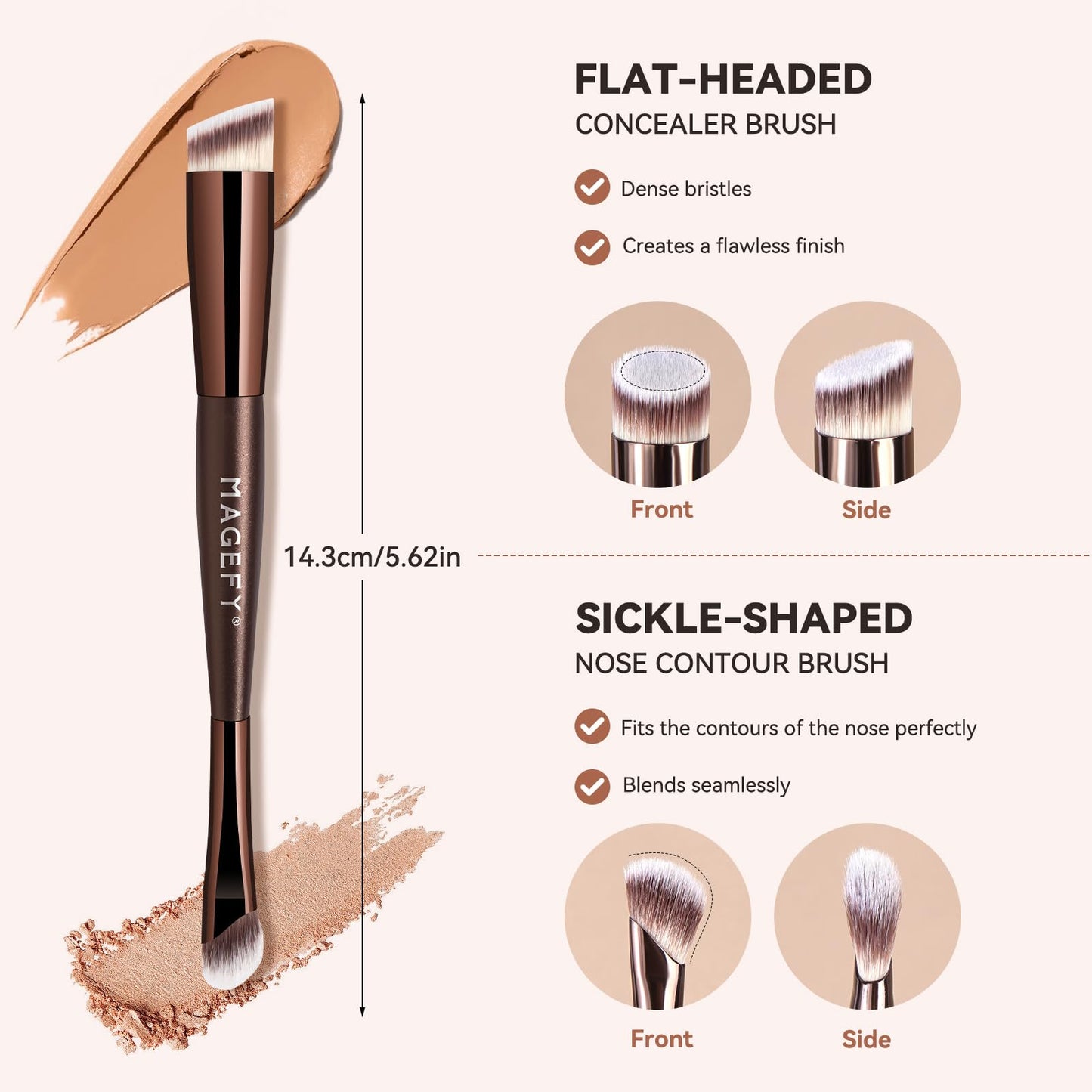 Makeup Brushes MAGEFY Travel Makeup Brush Set Professional Make Up Brushes for Powder Concealers Eye Shadows Eyebrow Countour Blush Brush Tools
