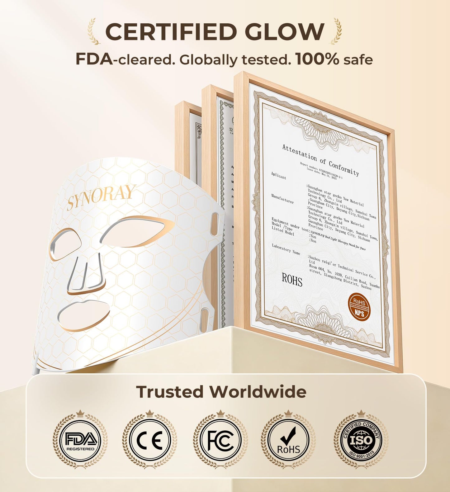 Synoray【Quad-Core 4X More Light Energy 】Red Light Therapy Mask for Face, 630nm 850nm NIR 8 Modes LED Light Therapy,【Food-Grade Silicone,Ultra-Lightweight & Contour-Fit 】Birthday Gifts for Women