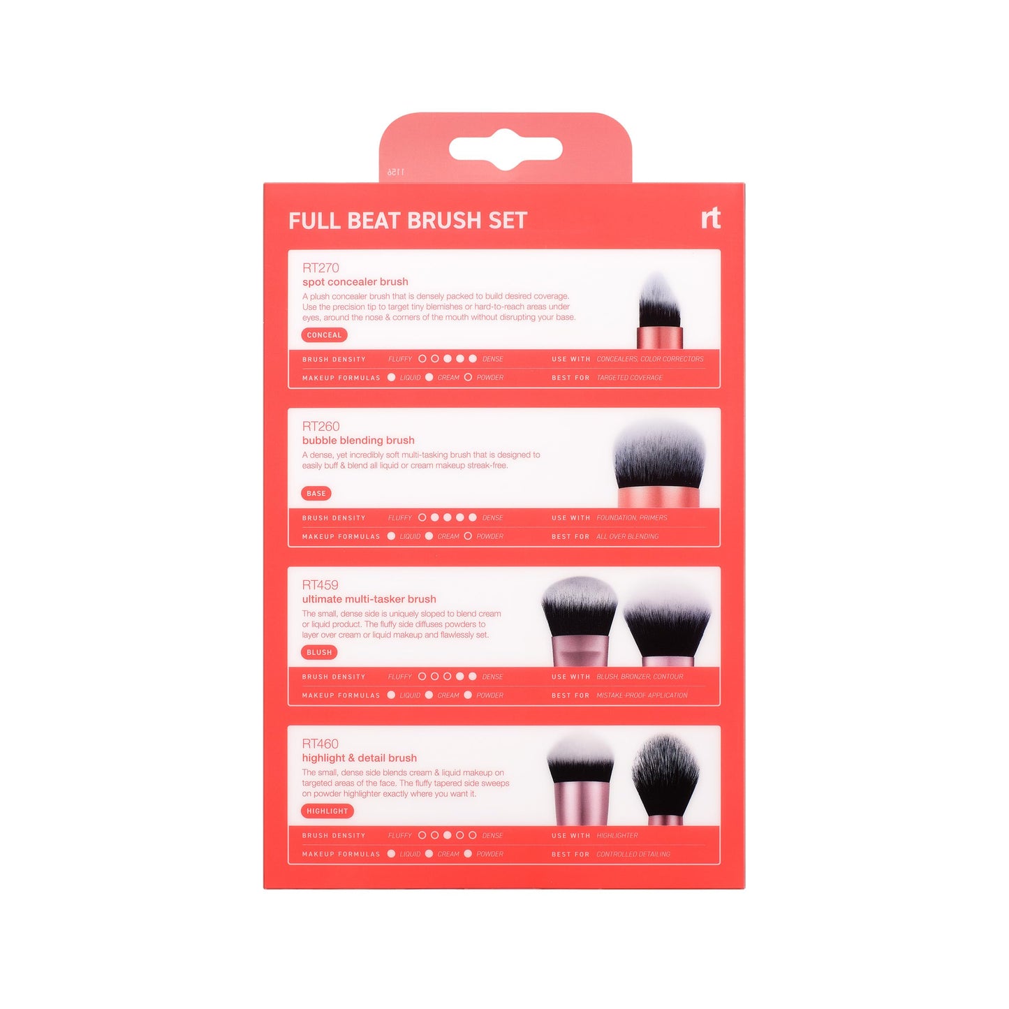 Real Techniques Full Beat Makeup Brush Set, 4 Piece Brush Kit for Foundation, Concealer, Blush, Contour, Highlight & Powder Blending, Travel Set, Soft UltraPlush Bristles, Cruelty-Free