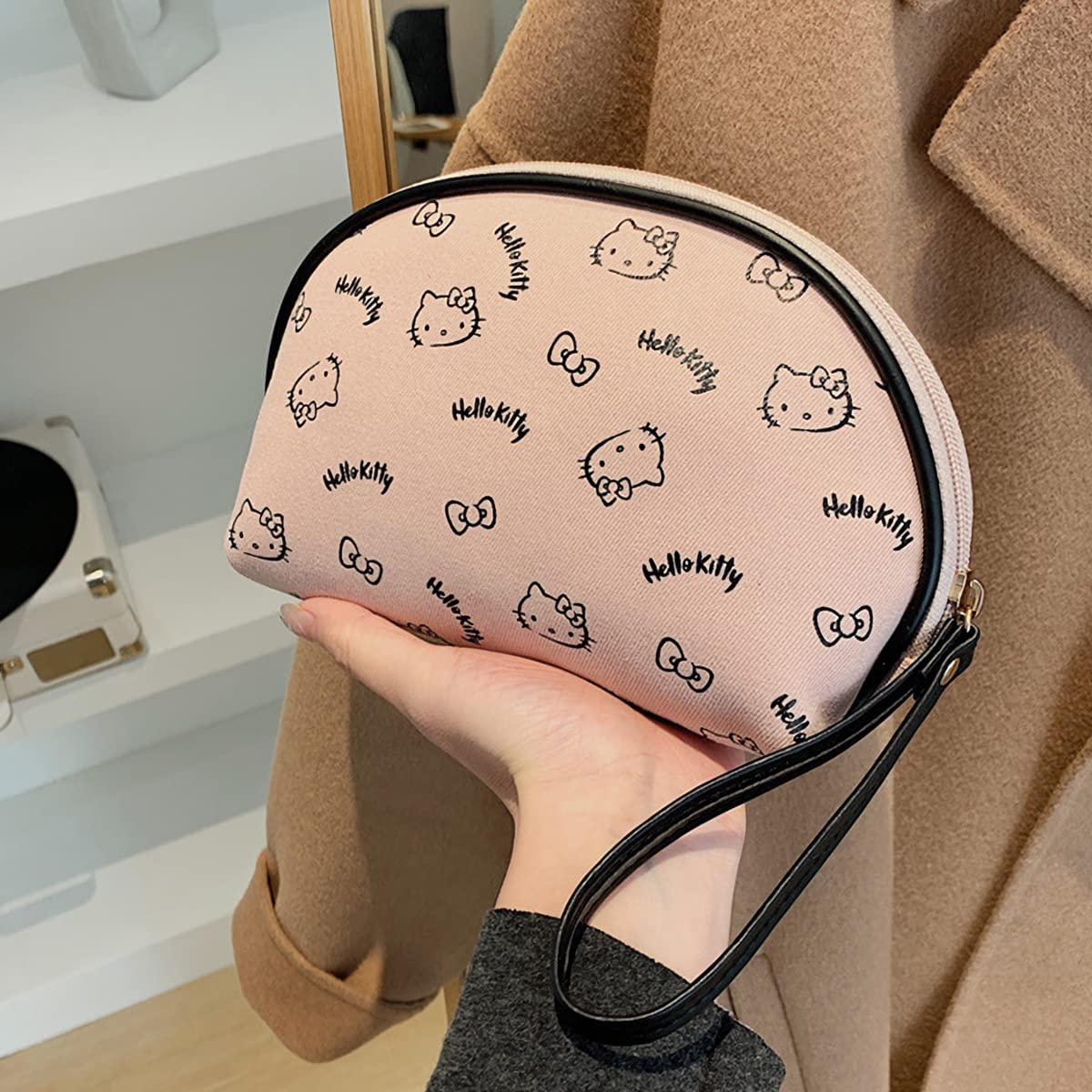 AmBealla Make up Bag Travel Cosmetic Bags Brush Holder Zipper Pouch Case Organizer Cute Organizer Suitable for Purse for Women (Light Pink 2PCS)