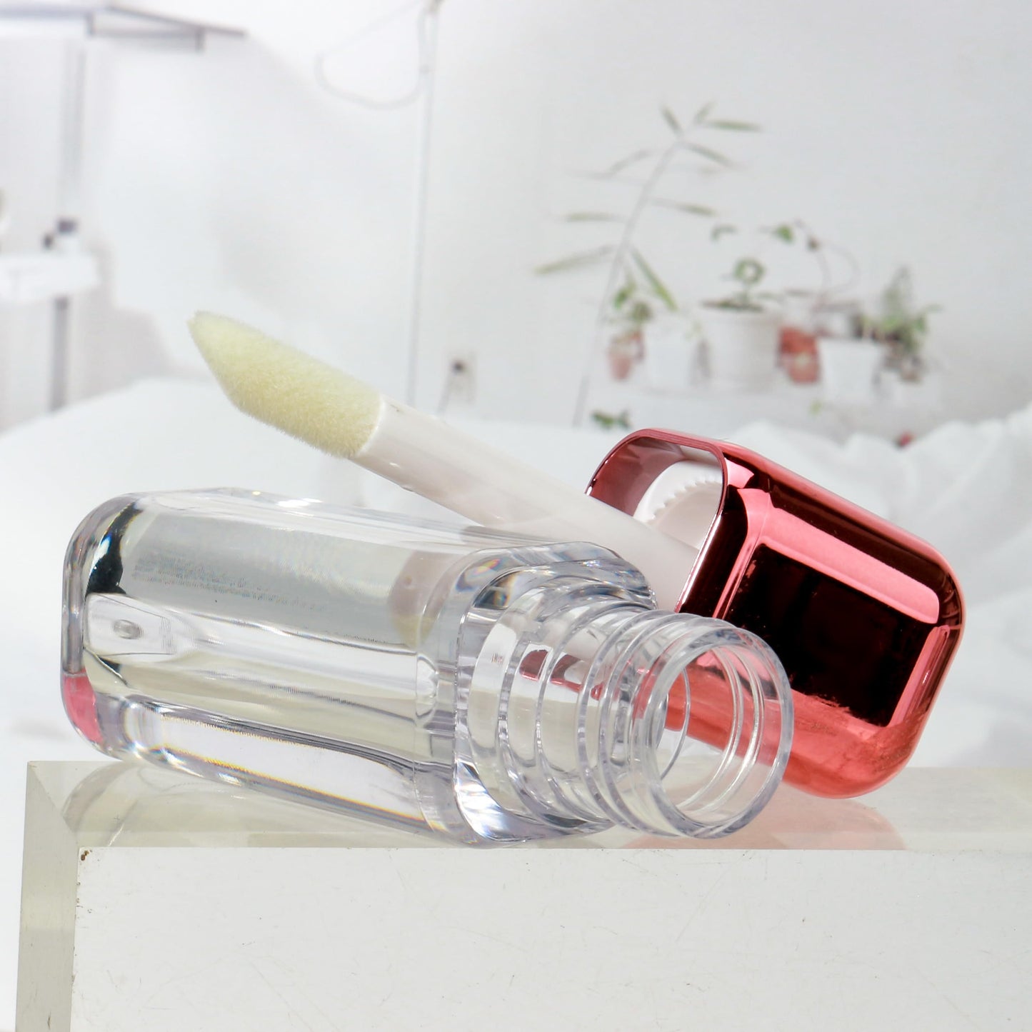 COSIDEA 14pcs Rose Gold 7ml Square big doe foot wand lip gloss tubes for DIY lipgloss containers tubes with thick wand