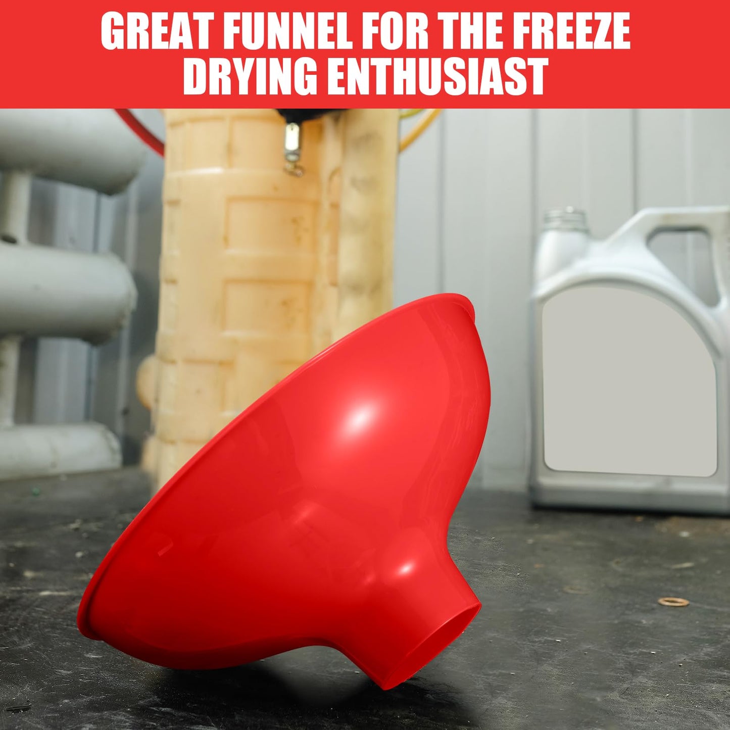 Vesici Extra Large Wide Mouth Funnel 2.5" x 10" Multi Purpose Filling Funnel Plastic Reusable for Water Softener Resin Tanks Carbon Media Jar Filling Use(Red,2 Pack)