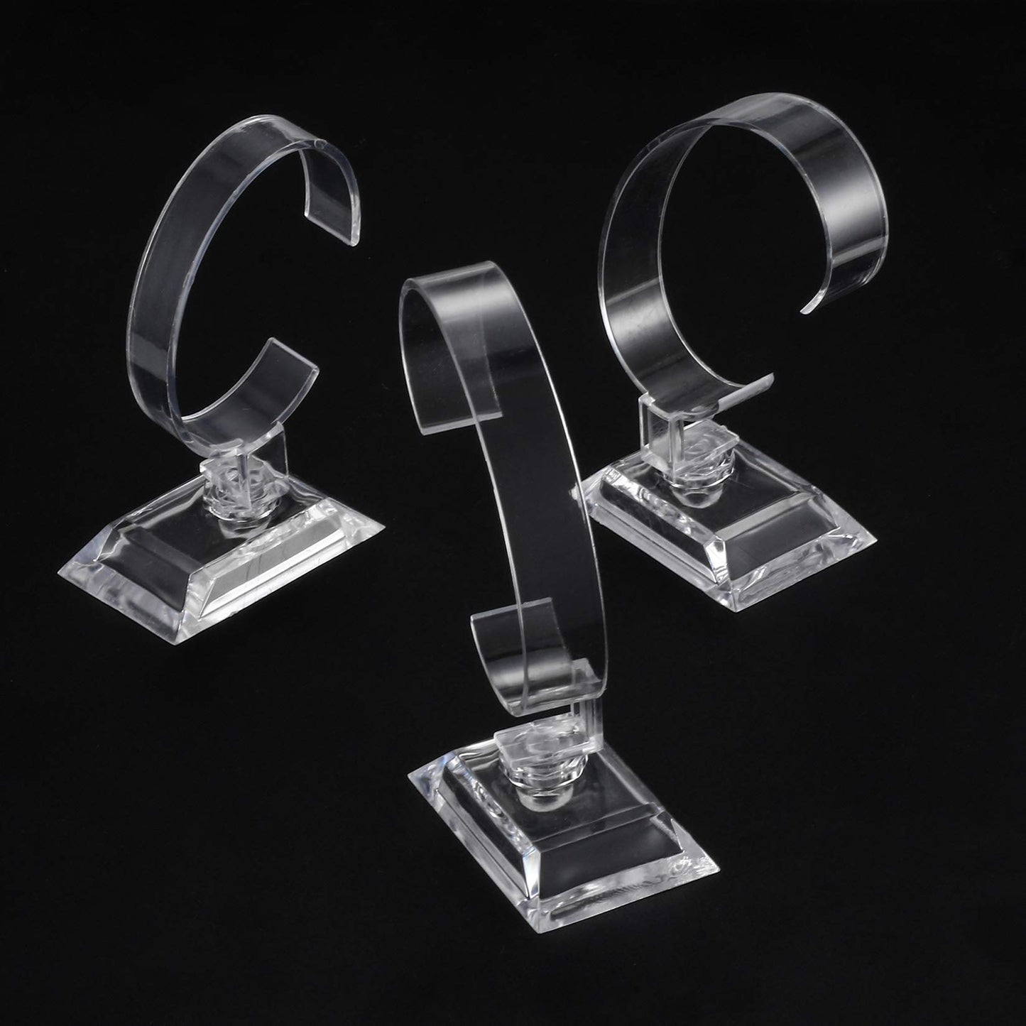 HexinYigjly 30 Pcs Watch Display Stand Holder, 4 inch/3.5 inch Clear Plastic Watch Display Stand Rack, Round Transparent Bracelet Stand Holder