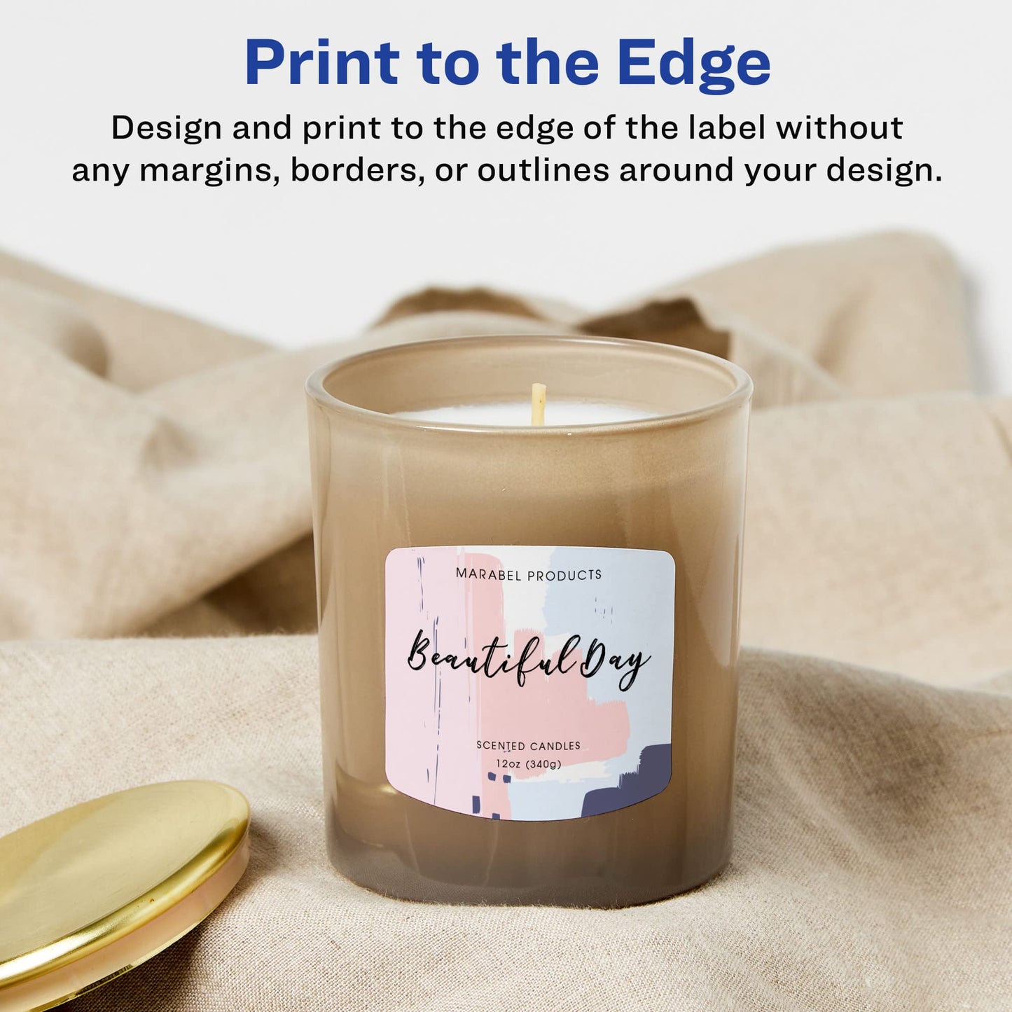 Avery Printable Durable White Arched Square Labels, Sure Feed Technology, 2" x 2-3/16", Print-to-the-Edge, Waterproof Labels, Laser & Pigment-Based Inkjet Compatible, 120 Total