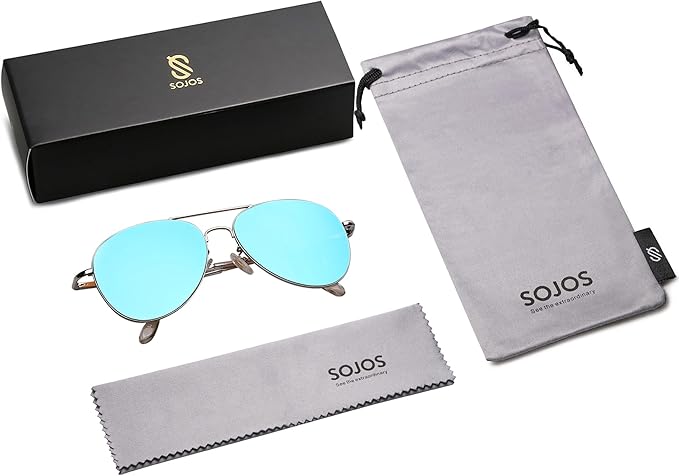 SOJOS Classic Aviator Sunglasses for Women Men Metal Frame Spring Hinges SJ1030