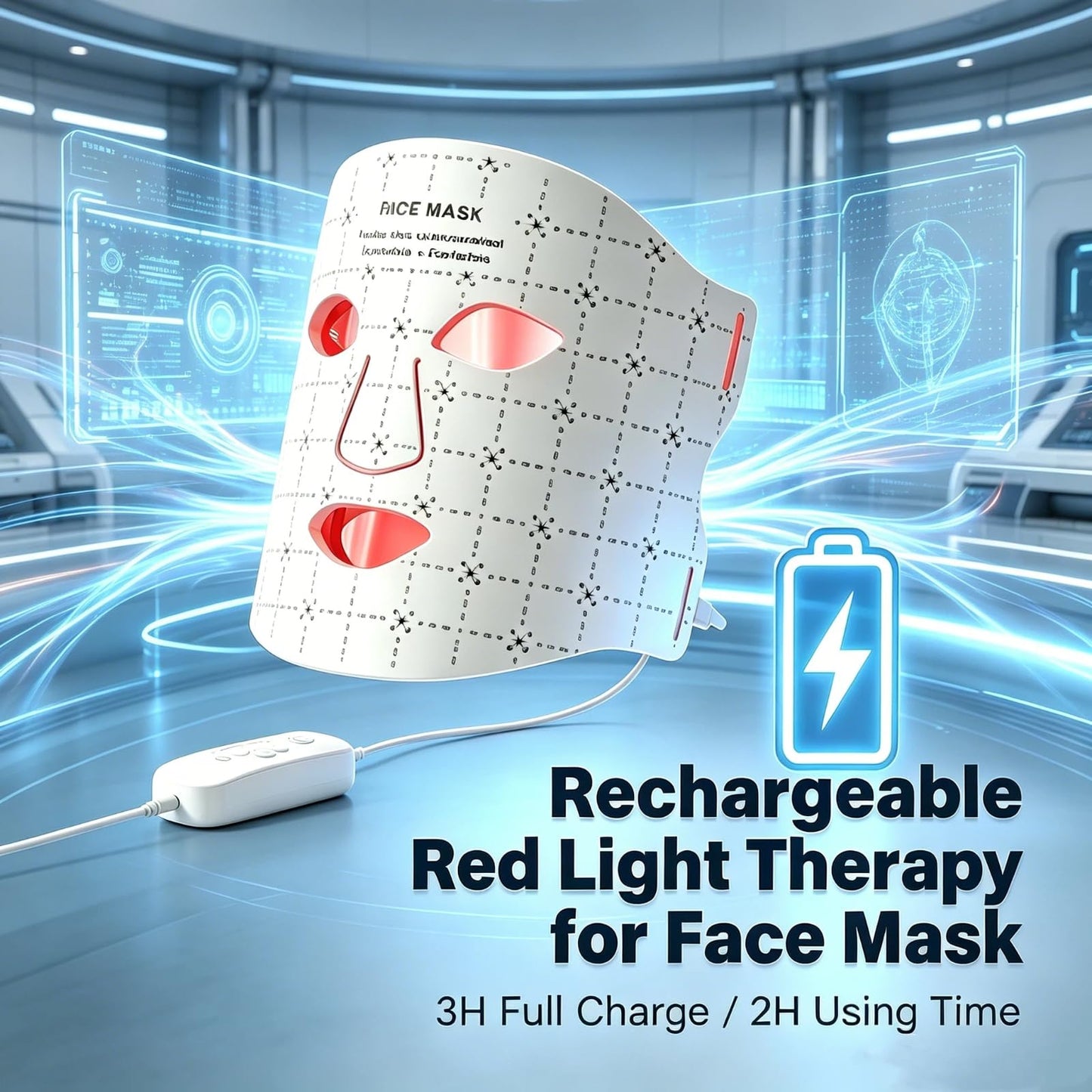 GIHWRRI FDA-Cleared LED Light Therapy Mask, 7-Color Red Light Therapy for Face Anti-Aging, Wrinkle Reduction & Acne, Rechargeable Soft Silicone Home Skincare Device