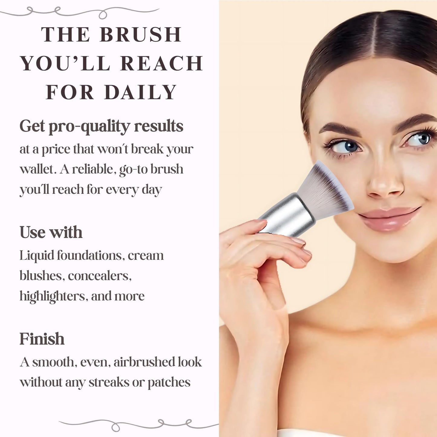 Kabuki Makeup Brush - Blender Brush for Powder, Cream, Liquid Foundation, Sunscreen, Blush Blending & Bronzer - Professional Make Up Brush - Full Face Makeup Brush - Vegan & Cruelty Free