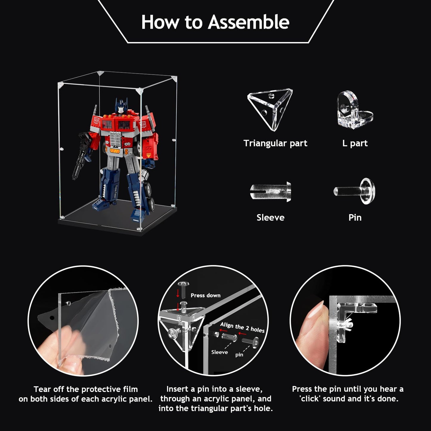 Clear Acrylic Display Case, Self-Assemble Showcase for Collectibles, Action Figures, Dolls- Alternative Glass Box for Commemorative Gifts (8x8x12inch, 22x22x32 cm)