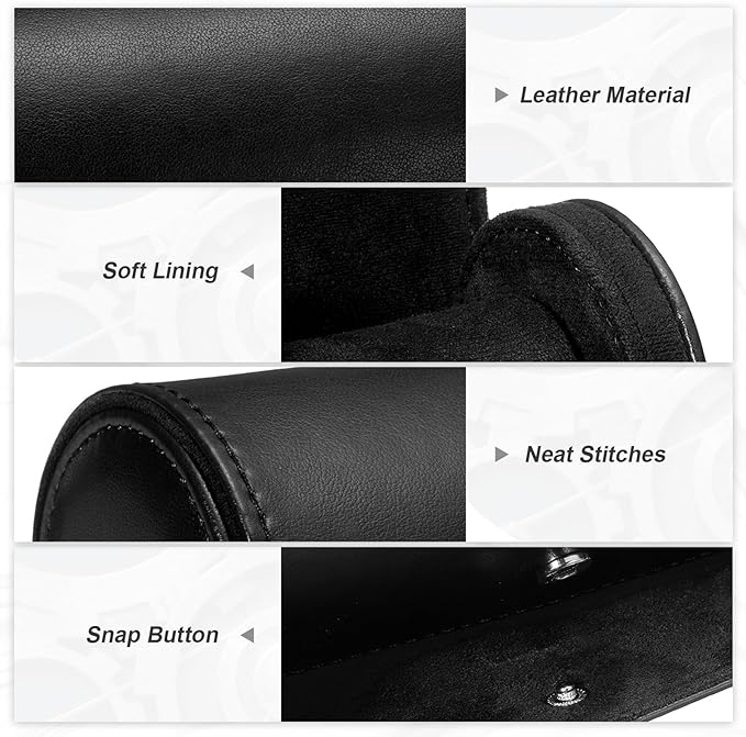 PATIKIL Watch Roll Travel Leather Case, Portable 3 Watch Roll Box with Pillow for Men Women Home Storage Display Gift Storaging Organizer, Black