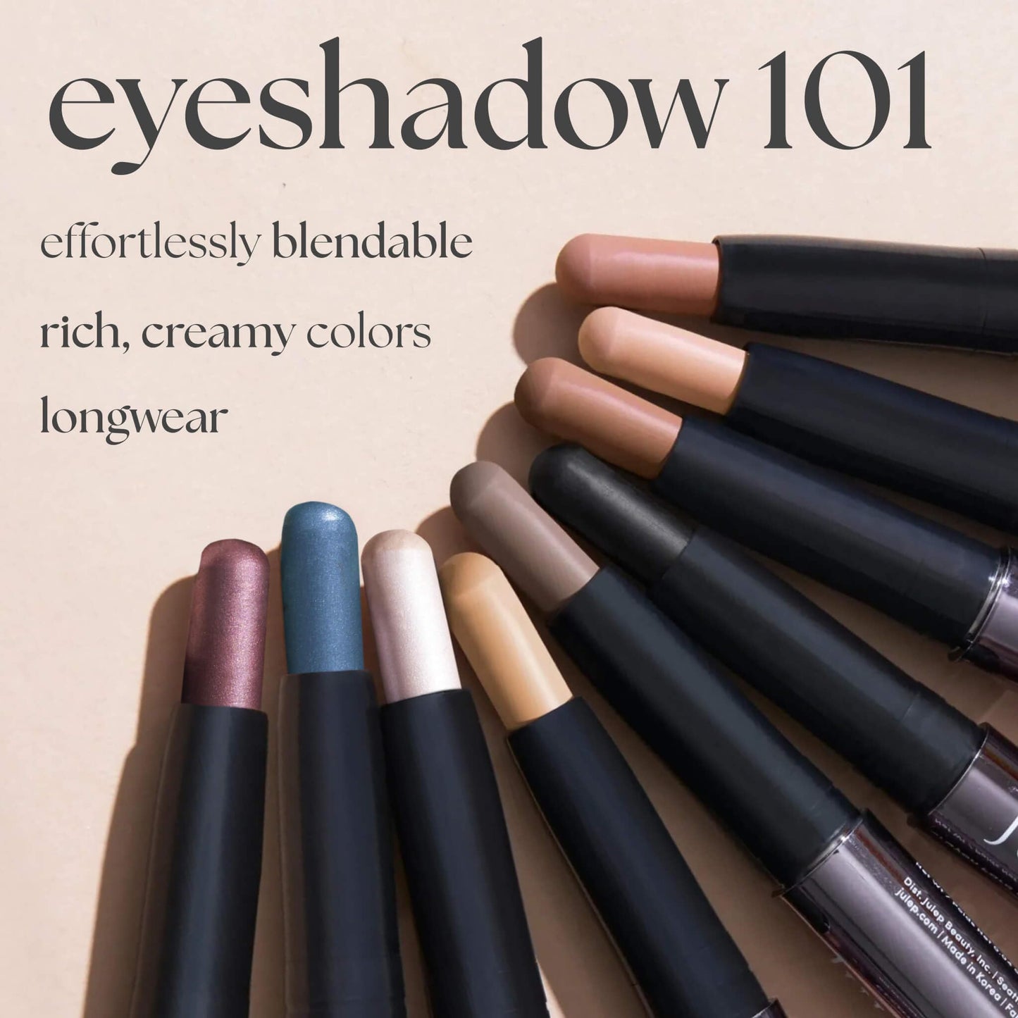 Julep Eyeshadow 101 Cream-to-Powder Waterproof Eyeshadow Stick – Stone Matte – Long-Lasting, Buildable, Crease-Proof, Cruelty Free, Matte Finish with Built-In Smudger
