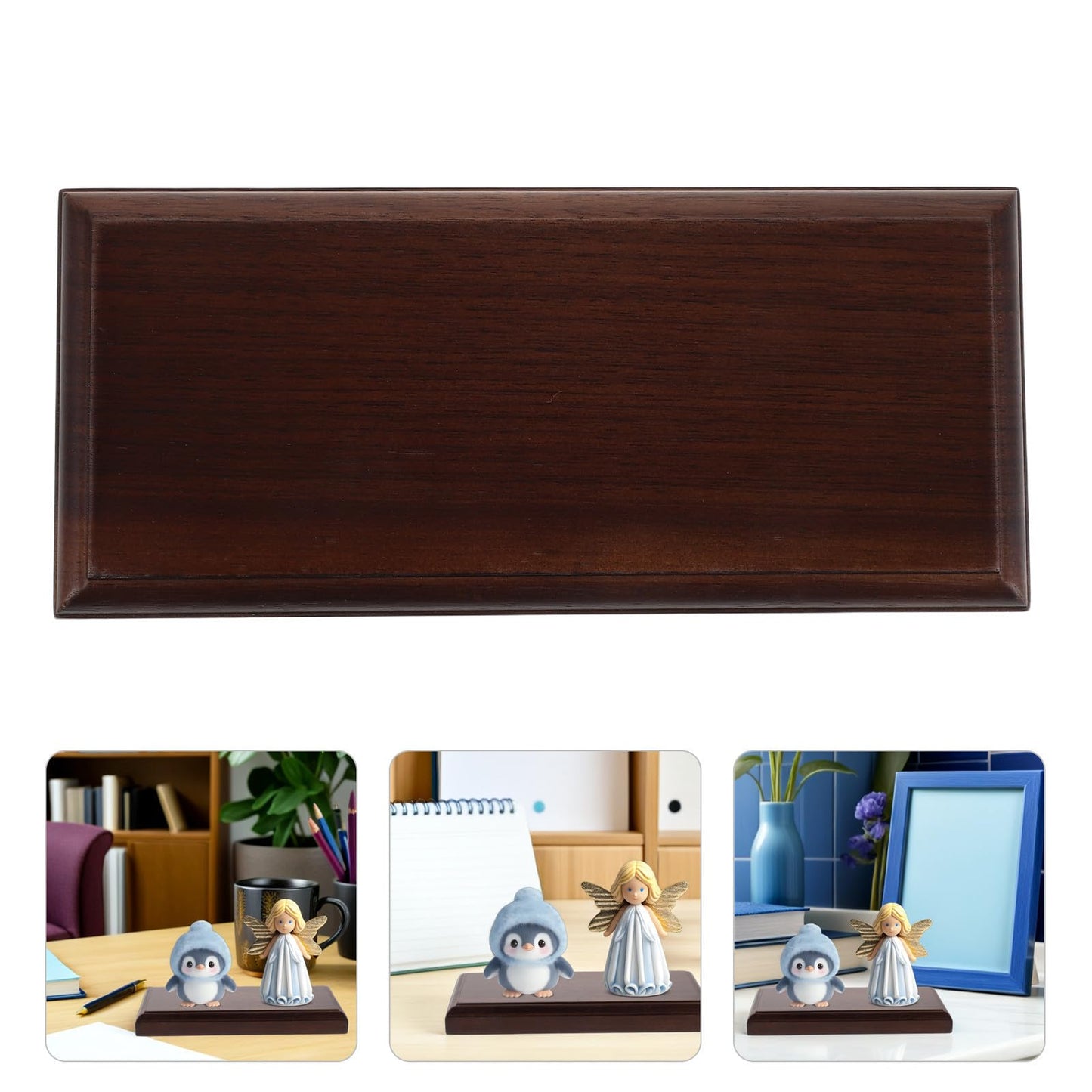 Anneome Wooden Display Stand for Action Figures and Planters, Natural Walnut Wood Material, Stable and Secure Multifunctional Riser Base Holder for Home Decoration and Car Display