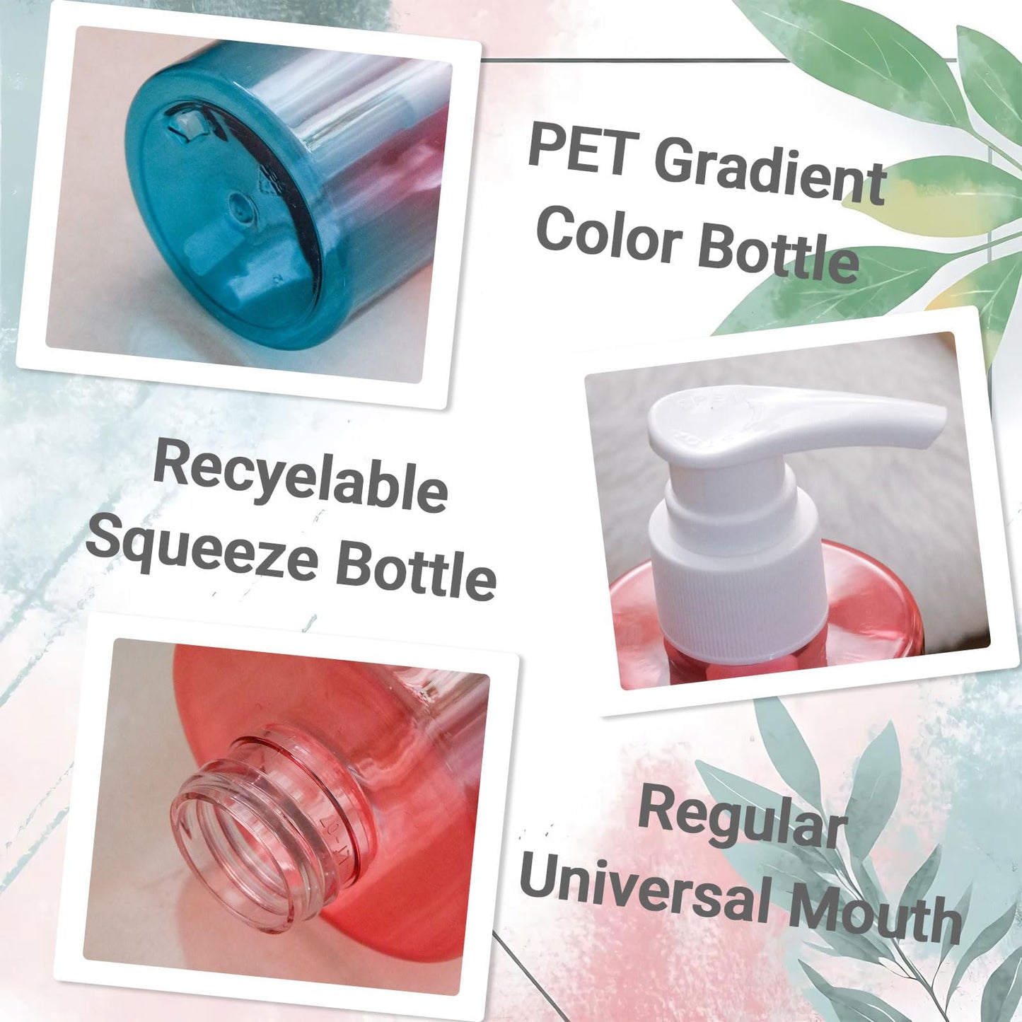 48 Pack 6.8 oz Refillable Pump Bottles - Empty Clear Gradient Color Plastic Dispensers for Lotion, Shampoo, Soap & Cream