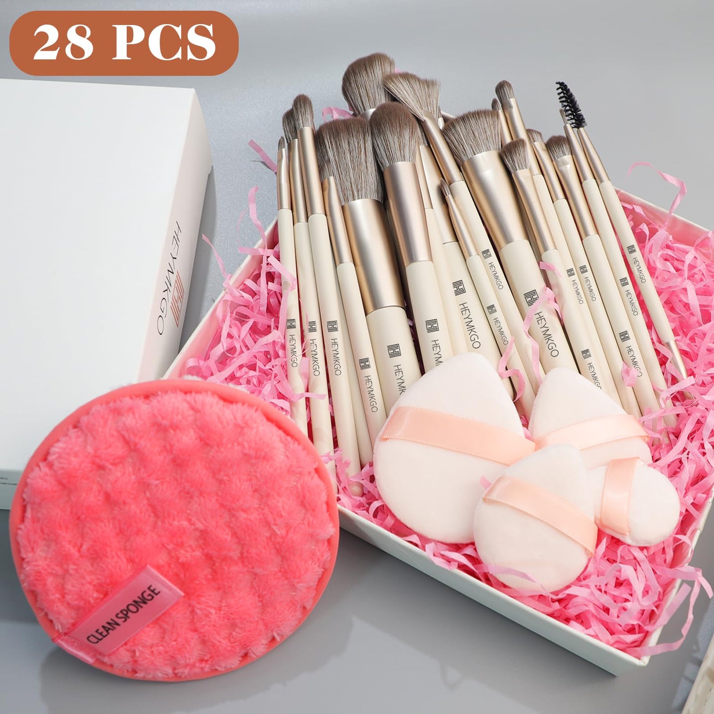 15PCS Champagne Gold Makeup Brushes & 22Pcs Makeup Brushes Set Professional with Fold Case Make up Brushes Gift Set