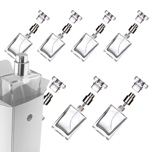 Empty Glass Perfume Bottle, Mini Portable Square 30ml Transparent Refillable Liquid Perfume Bottle for Eau De Toilette, Glass Perfume Bottles for Women- 8 Pack (Clear)