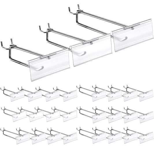 Thyle 30 Pcs Metal Scan Hook with Label Holder for 1/8" to 1/4" Pegboard, Peg Board Hooks with Price Tag, Pegboard Wall Accessories for Home Garage Retail Display Supplies (4,6,8 Inch)