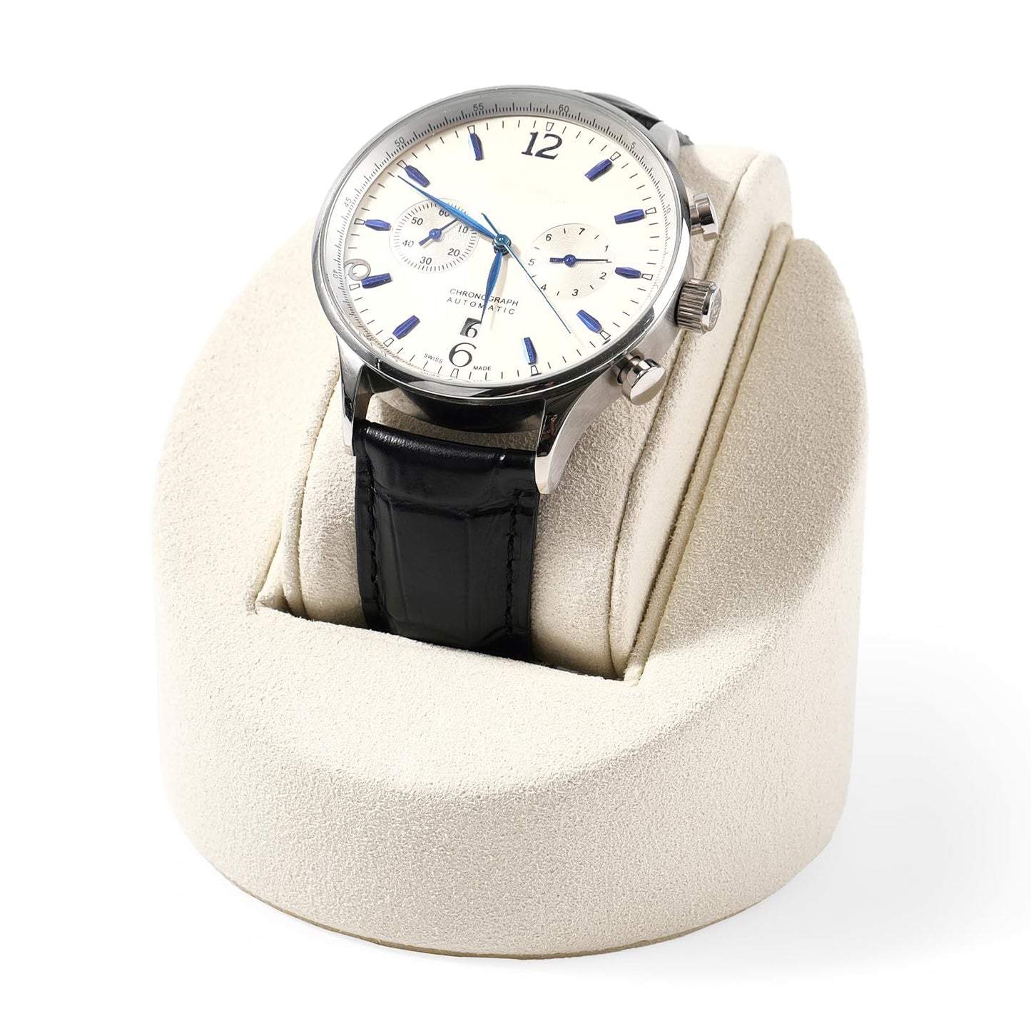 Woodten Microfiber Single Watch Stand Display Jewelry Watch Showcase Display Stand(Beige)