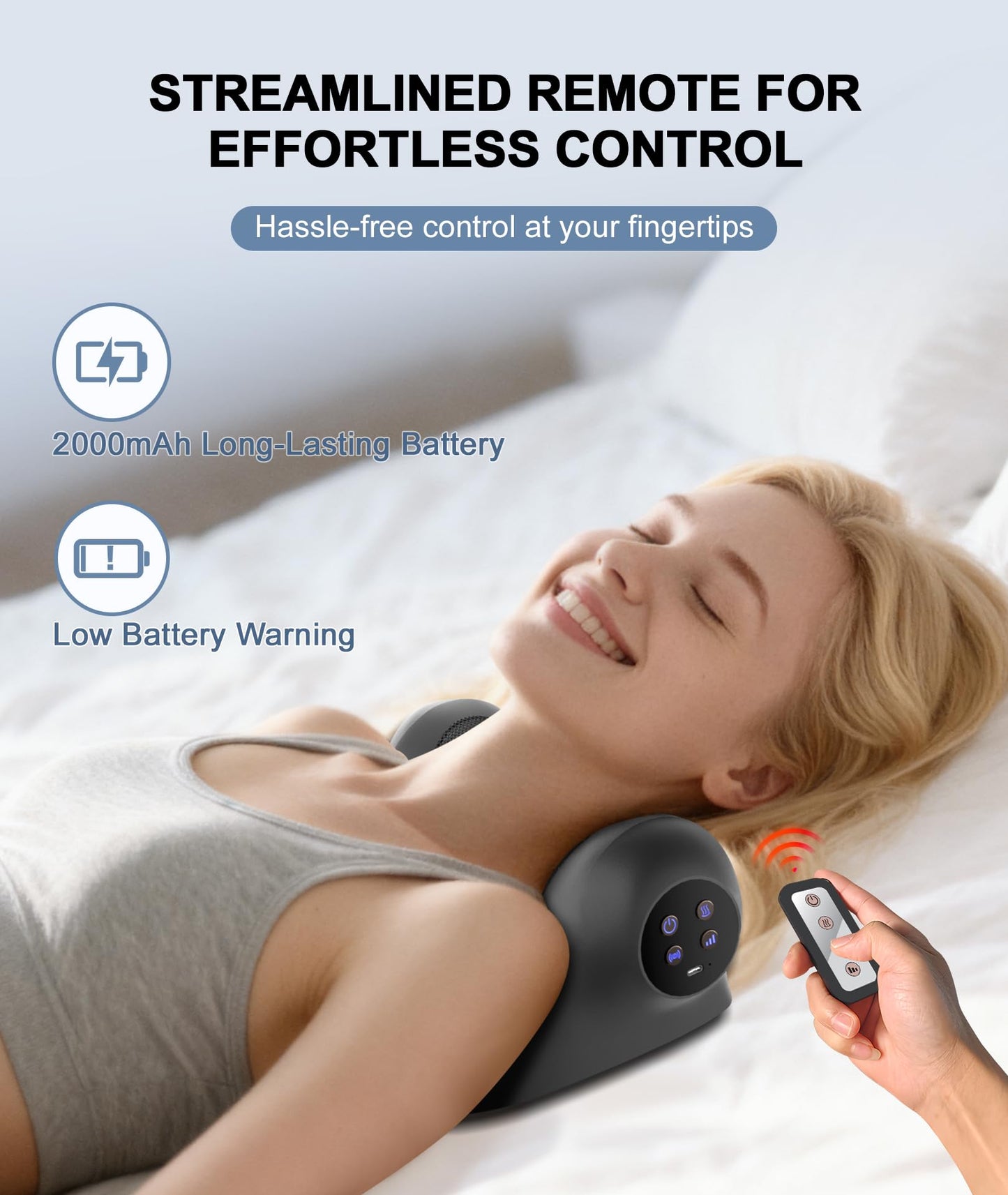 RINGCO Neck Massager with Heat, Red Light & Vibration Adjustable, Heated Neck Stretcher with 3 Modes, Rechargeable Cervical Traction Device for Pain Relief & Muscle Relaxation, Gift for Women Men