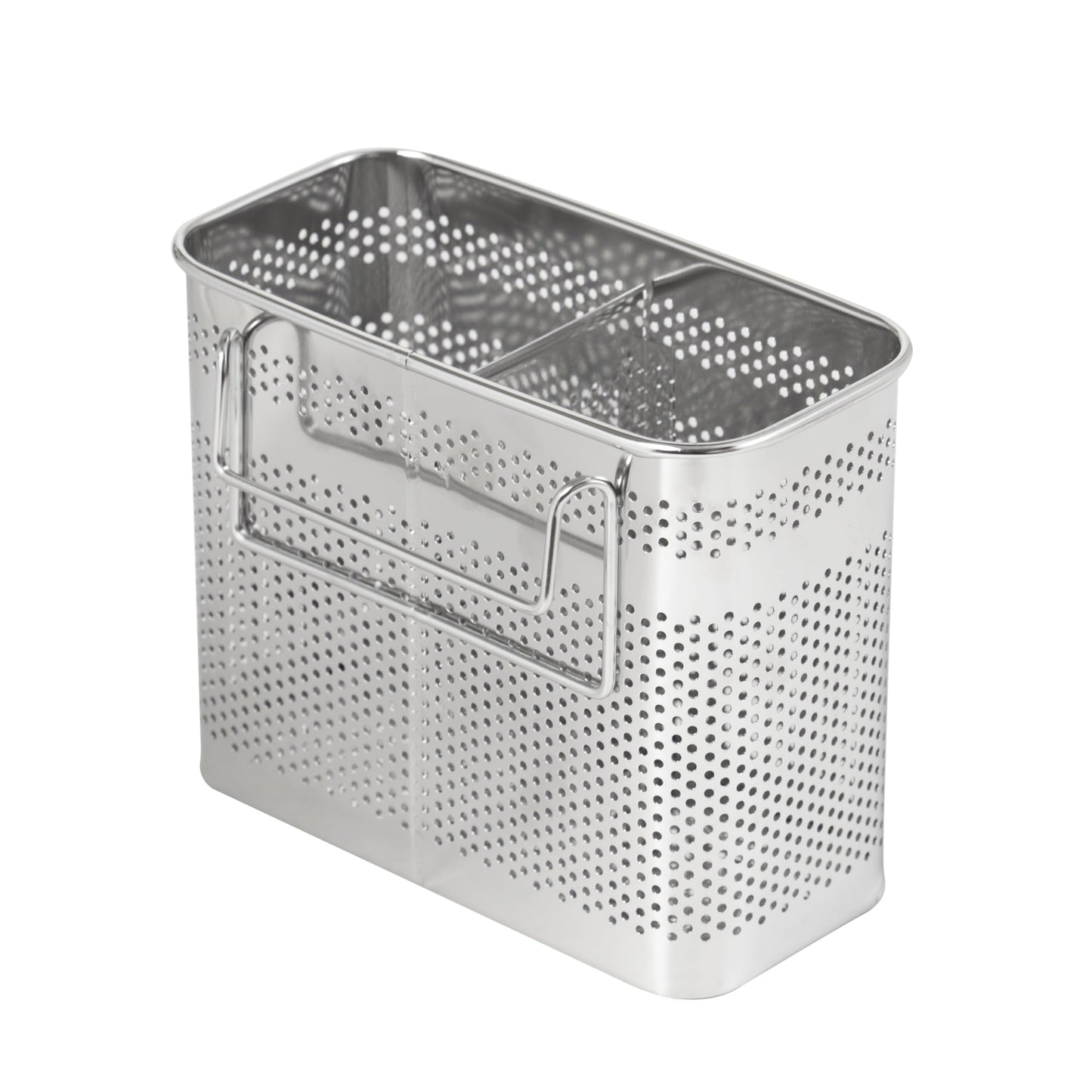 HOME&I Silverware Drying Basket for Dish Rack, SUS 304 Stainless Steel Hanging Utensil Holder with Wide Stable Hooks, 2-Compartment Cutlery Caddy for Kitchen Sink & Counterto