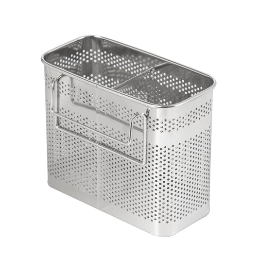 HOME&I Silverware Drying Basket for Dish Rack, SUS 304 Stainless Steel Hanging Utensil Holder with Wide Stable Hooks, 2-Compartment Cutlery Caddy for Kitchen Sink & Counterto