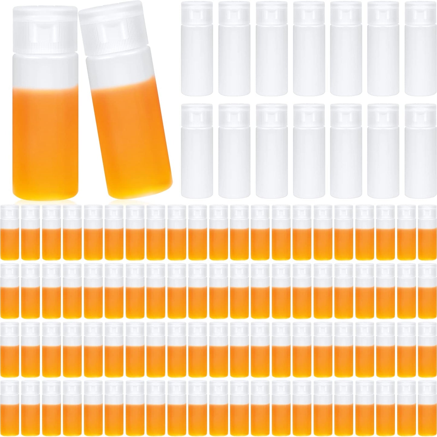 100 Pcs 12ml 0.4oz mini Plastic Sample Bottle Flip Cap Empty Travel Bottles Small Squeeze Sample Containers Leakproof Refillable for Makeup Cosmetic Toiletry Foundation
