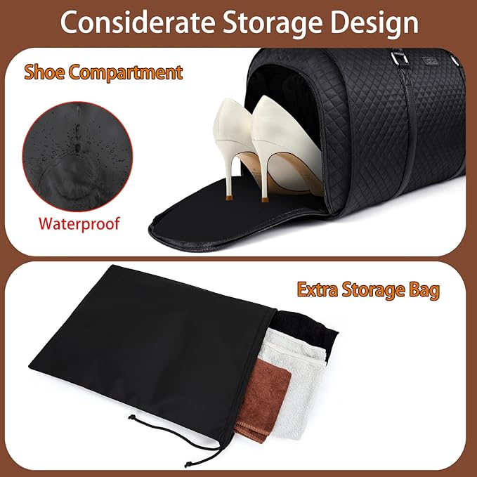 Convertible 2-in-1 Garment Bags for Travel, Carry On Garment Duffle Bag With Shoe Compartment Large Weekender Bag for Women Men Hanging Suitcase Suit Travel Duffel Overnight Bags 4pcs Set