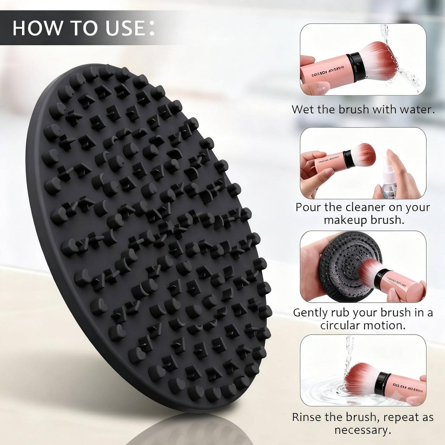 Norate Makeup Brush Cleaner, Make Up Brush Cleaner Cleanser Solution + Brush Cleaner Mat, Make Up Cleaner for Brushes, Sponges, Deep Clean Brush Shampoo, Gentle Formula Cruelty Free & Vegan 2Pcs Set