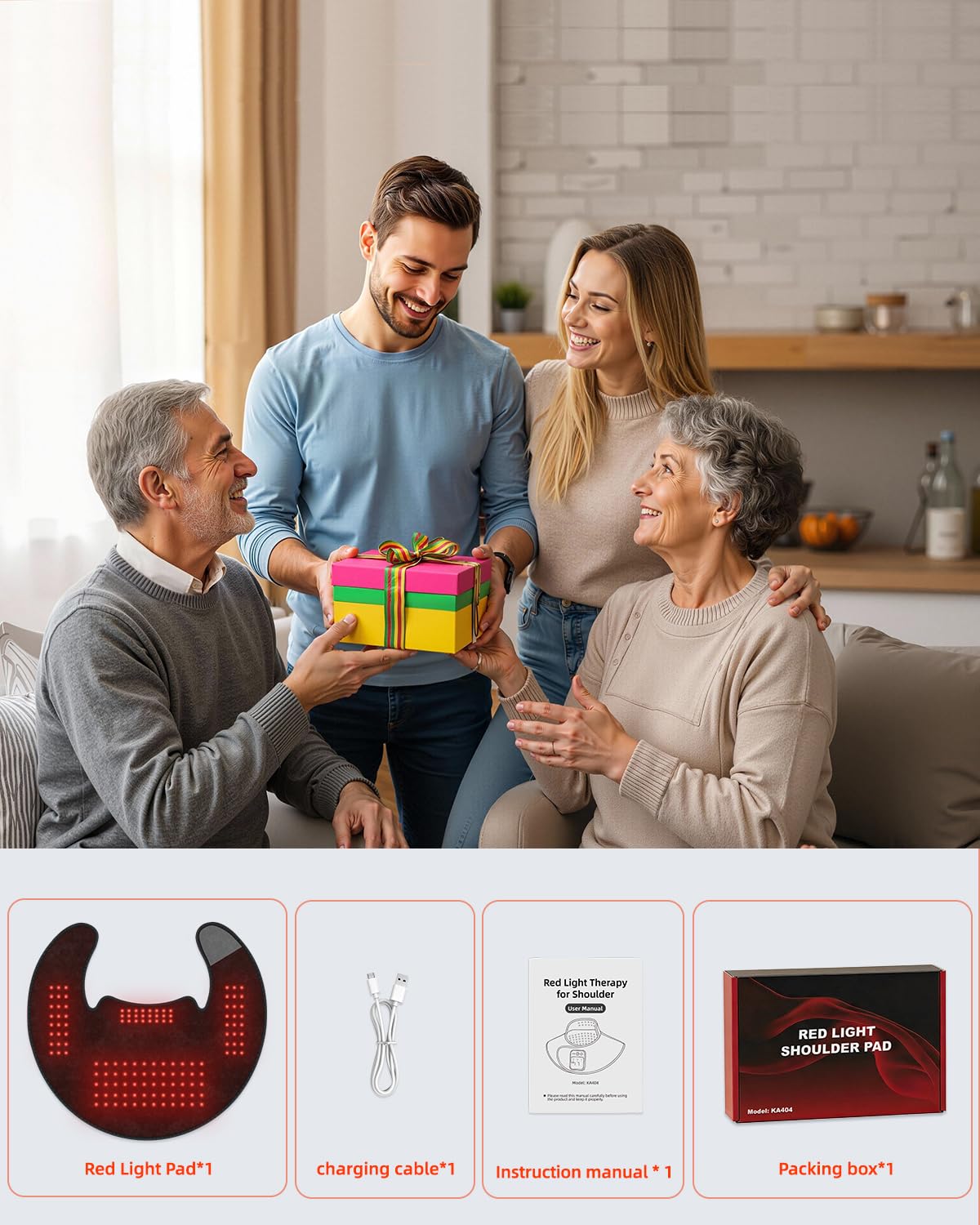 Red Light Therapy for Neck & Shoulder,660nm&850nm LEDs Infrared Light Therapy Pad with Massage,5000mAh Neck & Shoulder Massage with 3 Modes, 10-30mins Adjustable Timing
