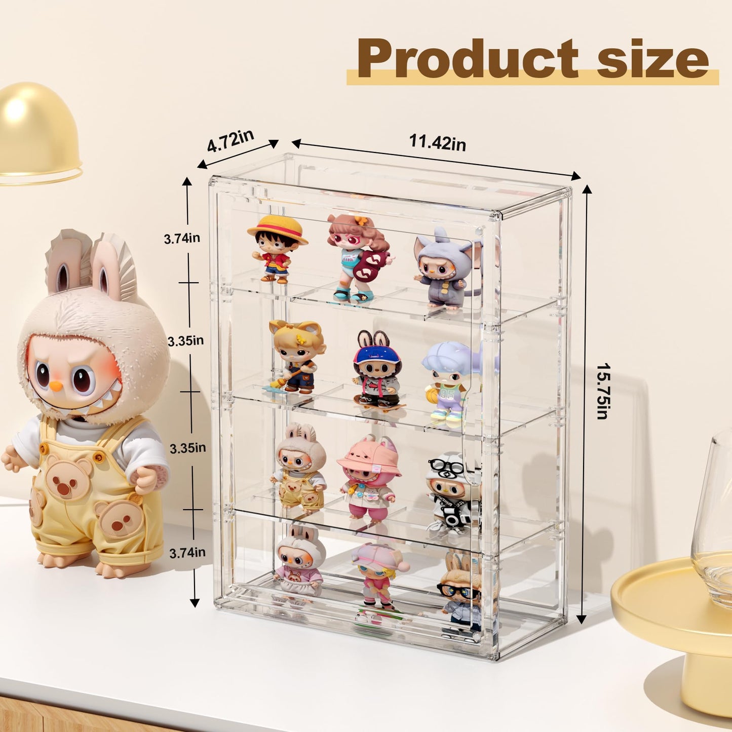 BOHOIDEE 4 Tiers Clear Display Case for Figures, Acrylic Storage Organizers Box with Magnetic Door, Wall-Mounted Dustproof Showcase for Collectibles Action Figure(1PACK, Wall-Mounted Extra Large)