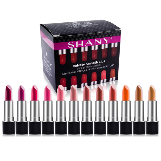 SHANY Slick & Shine Multi-Colored Lipstick Set - 12 Matte Lip Colors Long Lasting & Moisturizing Lip Shades In A Premium Packaging Gift Box with Vitamin E and Aloe Vera. Multi Pack
