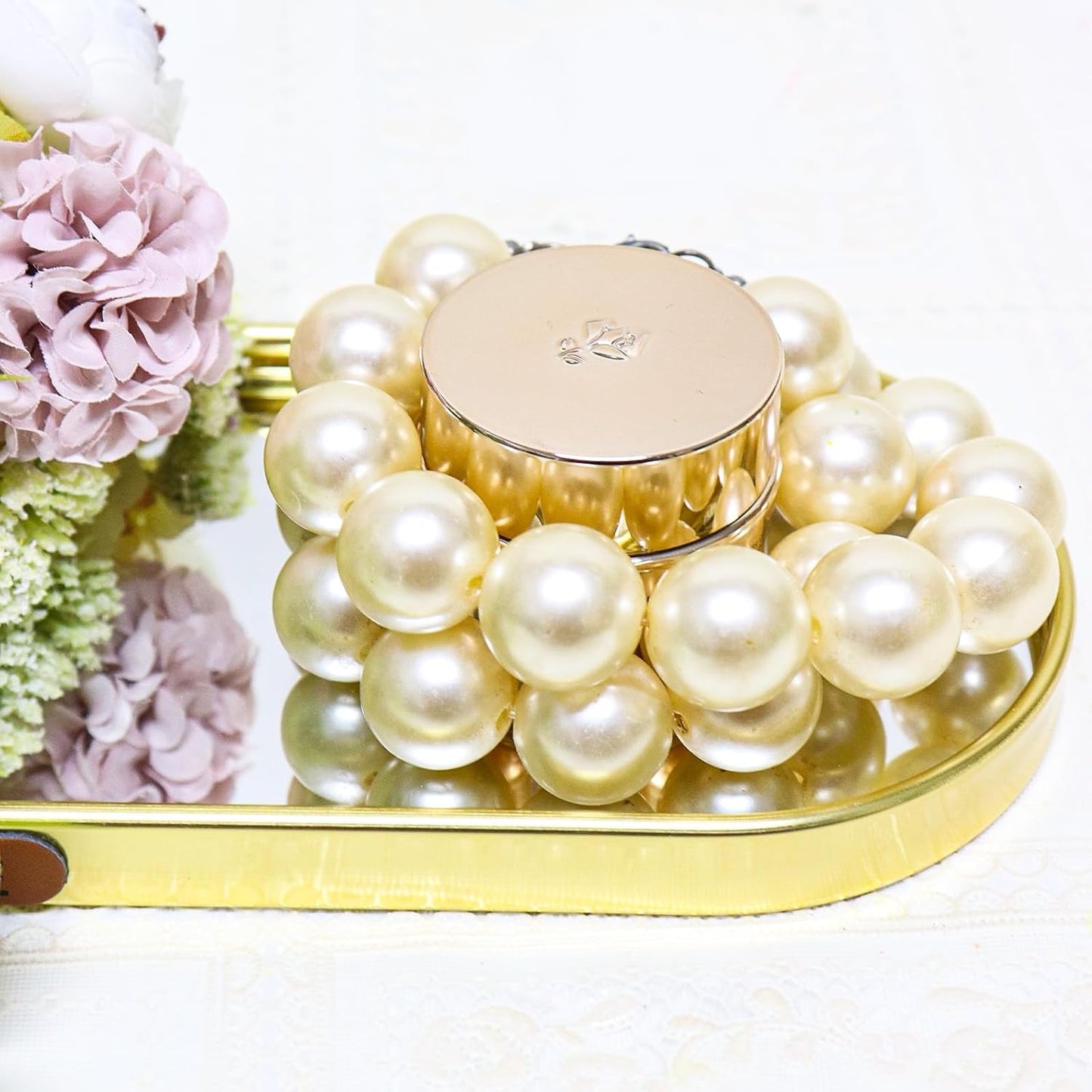 SEMSOIIO Gold Mirrored Vanity Tray, Small Oval Stainless Steel Perfume Organizer, Decorative Glass Mirror Tray for Jewelry, Makeup, Skincare, Bathroom Countertop & Nightstand Decor (11.8" x 3.9")