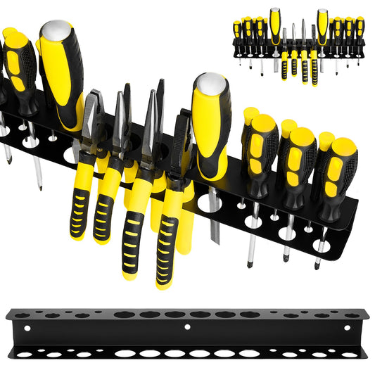 Screwdriver Organizer, Pliers Rack, Heavy Duty Wall Mounted Tool Storage Rack, Hand Tools Organizer, Metal Storage Rack for Garage Workshop Workbench Tool Chest Cart, Black Color 15.75 Inch(2 packs)