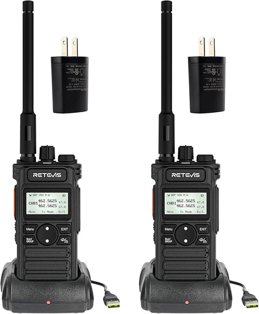 Retevis RT86S 2 Way Radio Long Range, High Power Walkie Talkie with LCD Screen, GMRS Two Way Radio with 2600mAh, NOAA, for Camping Off-Road Hunting(2 Pack)