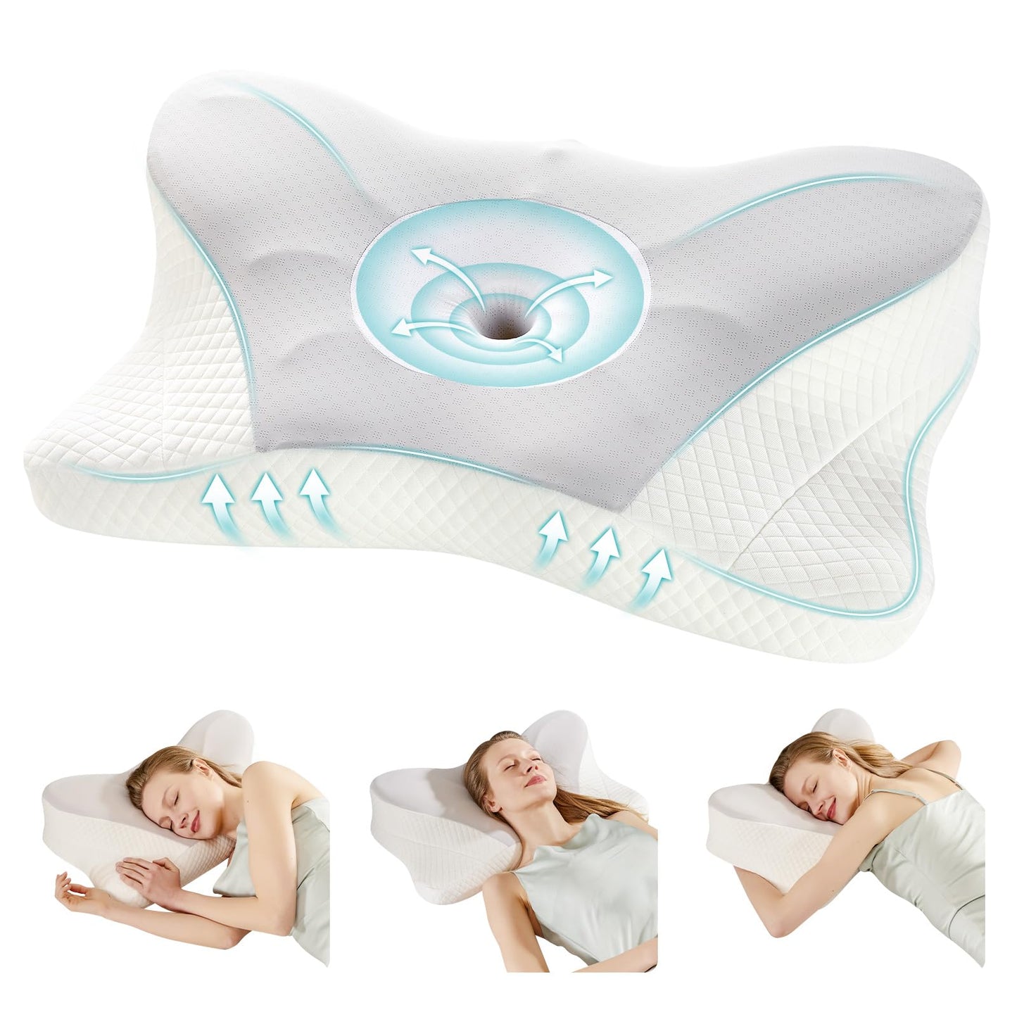 OLIXIS Cervical Neck Pillow for Pain Relief, Ergonomic Memory Foam Pillows for Sleeping, Cooling Side Sleeper Pillow for Neck Support, Contour Pillow Orthopedic Bed Pillow for Back Stomach Sleepers