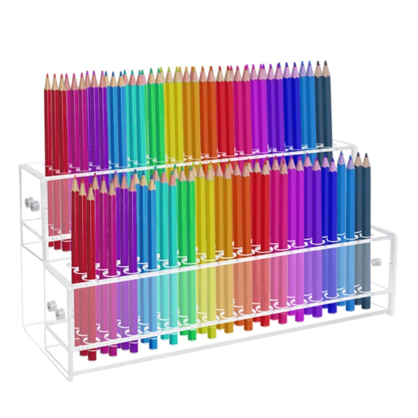 96-Slots Acrylic Pen Holder,2-Tier Pen Display Stand for Craft Shows,12mm Beadable Pens Stand Paint Brush Holder Pencil Organizer Makeup Brush Rack Art Brush Organizer for School Classroom Supplies