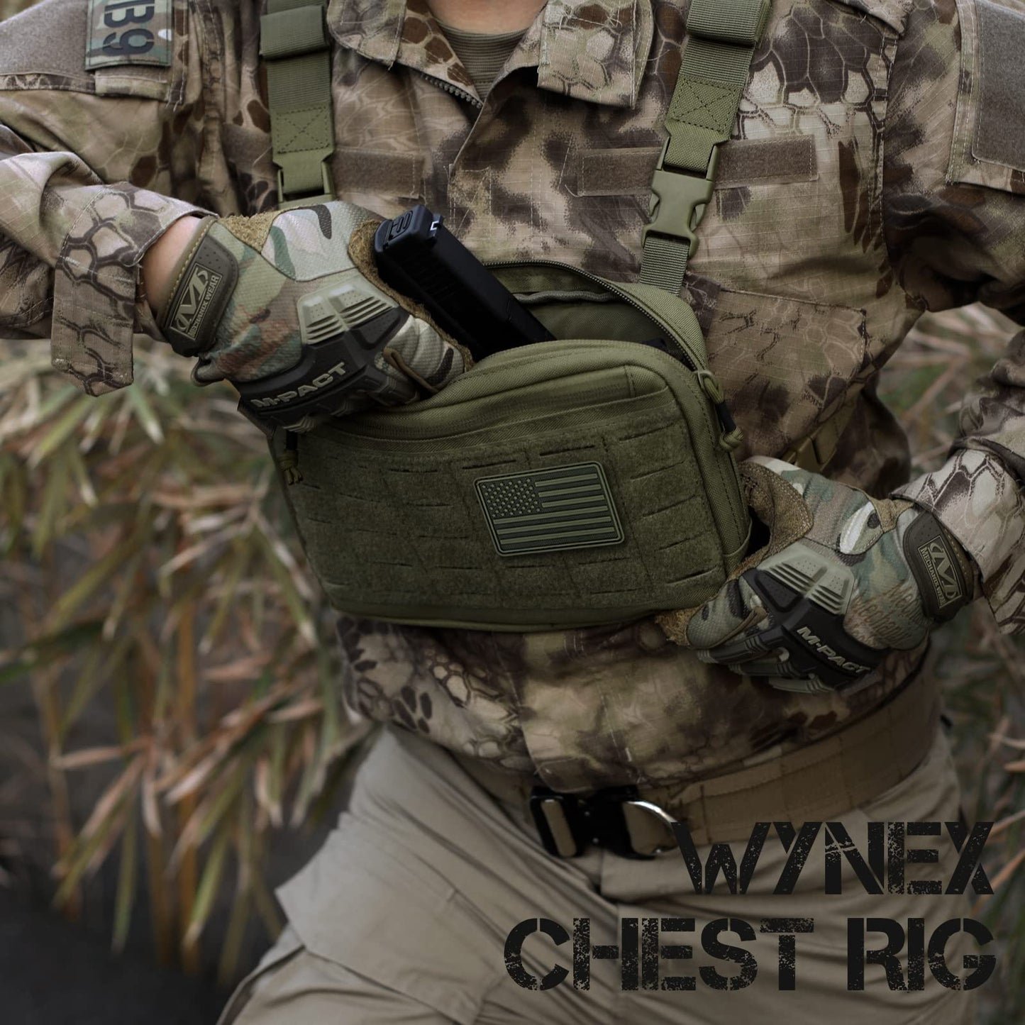 WYNEX Tactical Chest Bag for Men, Molle Chest Rig Pack with Laser Cut Design, Outdoor Chest Pack for Hunting Hiking Running