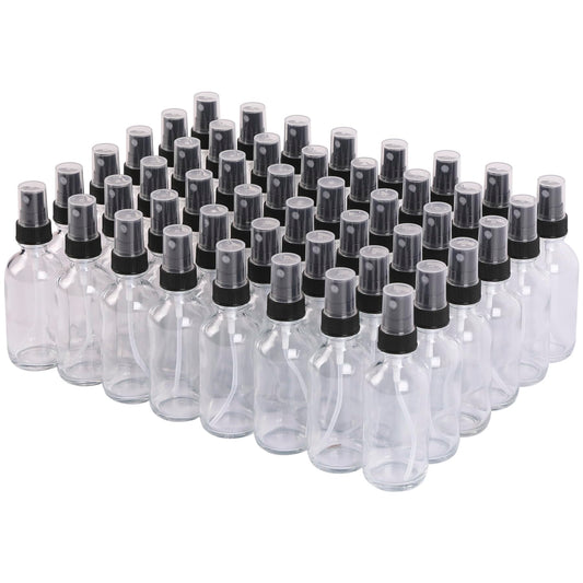 NOOEEISS Clear Glass Small Spray Bottles 2 oz 48 Packs,Fine Mist Sprayer Pretty Finish,Refillable Containers mini spray bottles for Cleaning Solutions and Skin Care (Clear 48Pack)